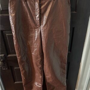 Babaton Brown Patent-Look Trousers